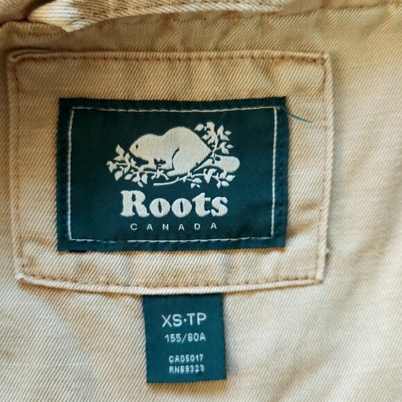 Roots Canada Women Utility Jacket Small Tan Button Cargo Hooded Lightweight - Picture 13 of 16